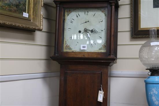 An 18th century oak longcase clock with painted dial W.49cm